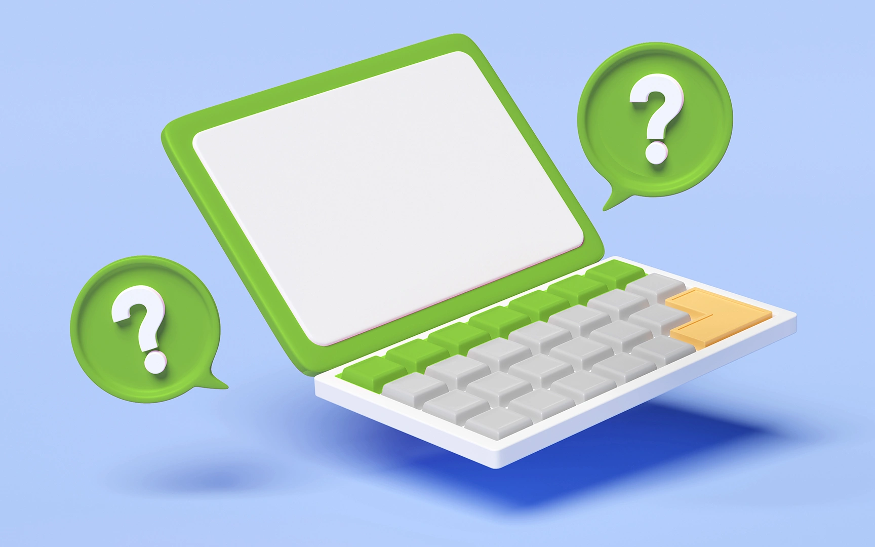 laptop and question marks