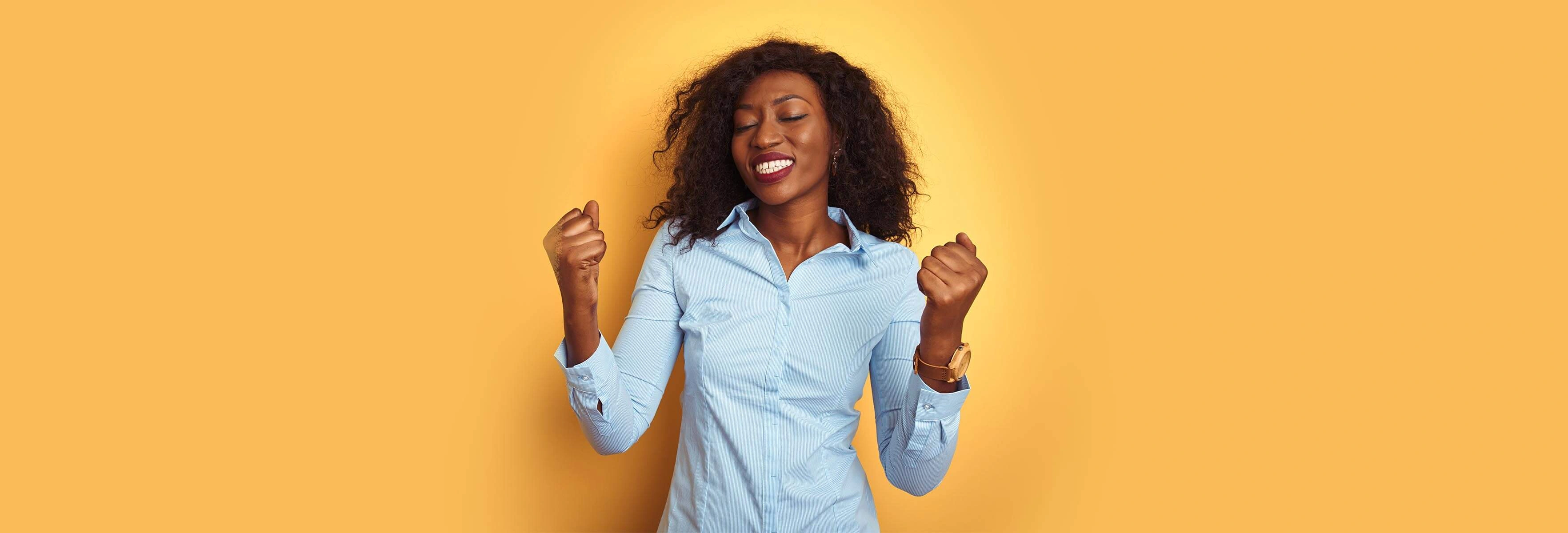 woman on yellow background