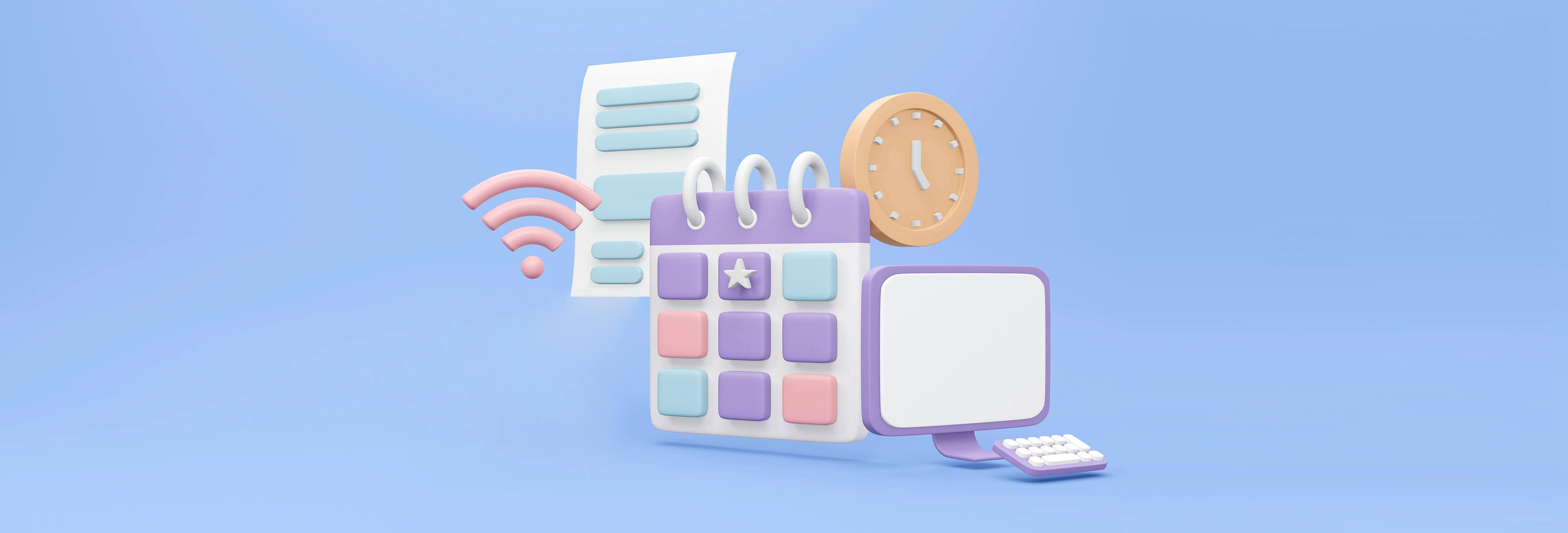 calendar, wifi and laptop
