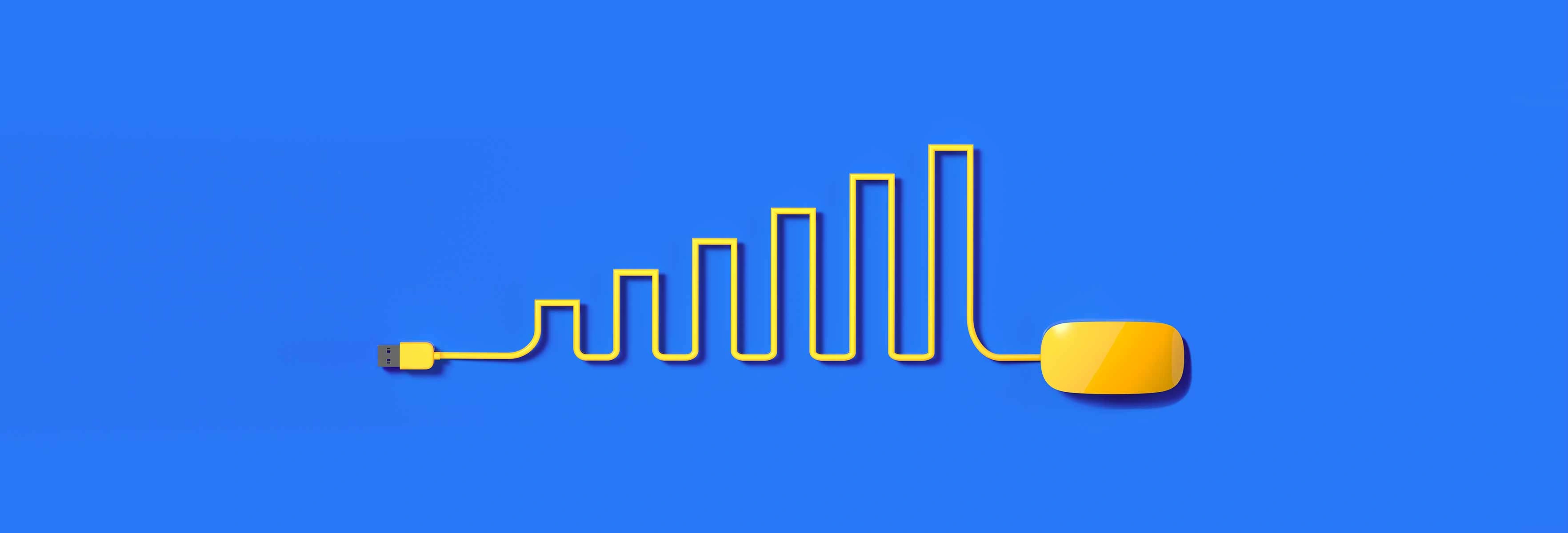 yellow mouse on blue background