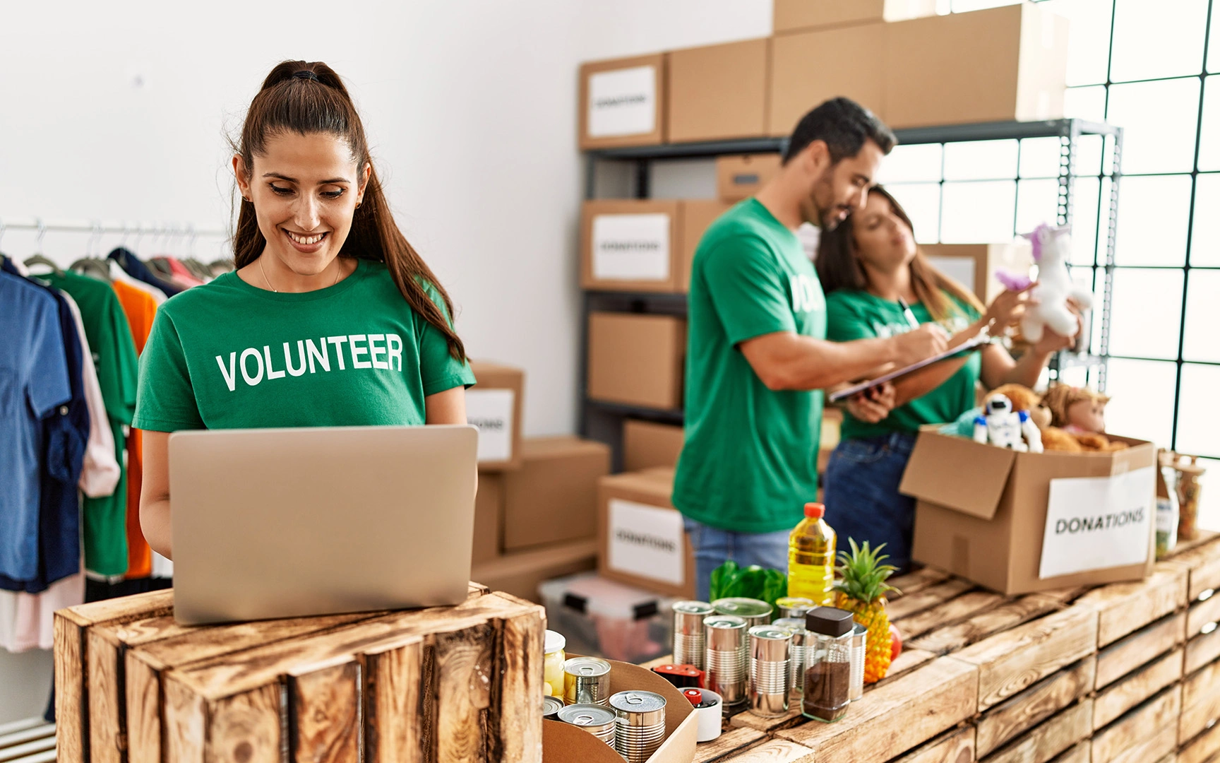 volunteers working