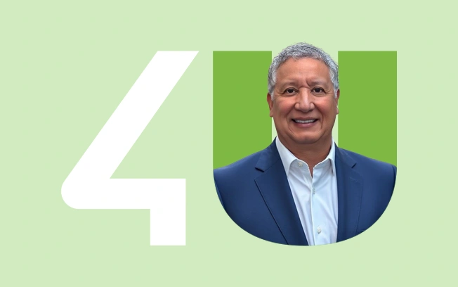 A stylized '4U' graphic with a large white '4' on the left and a green 'U' on the right. 
