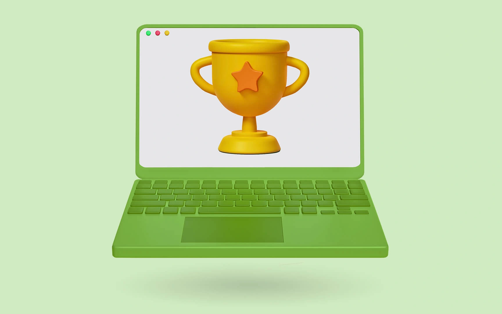 laptop with a trophy