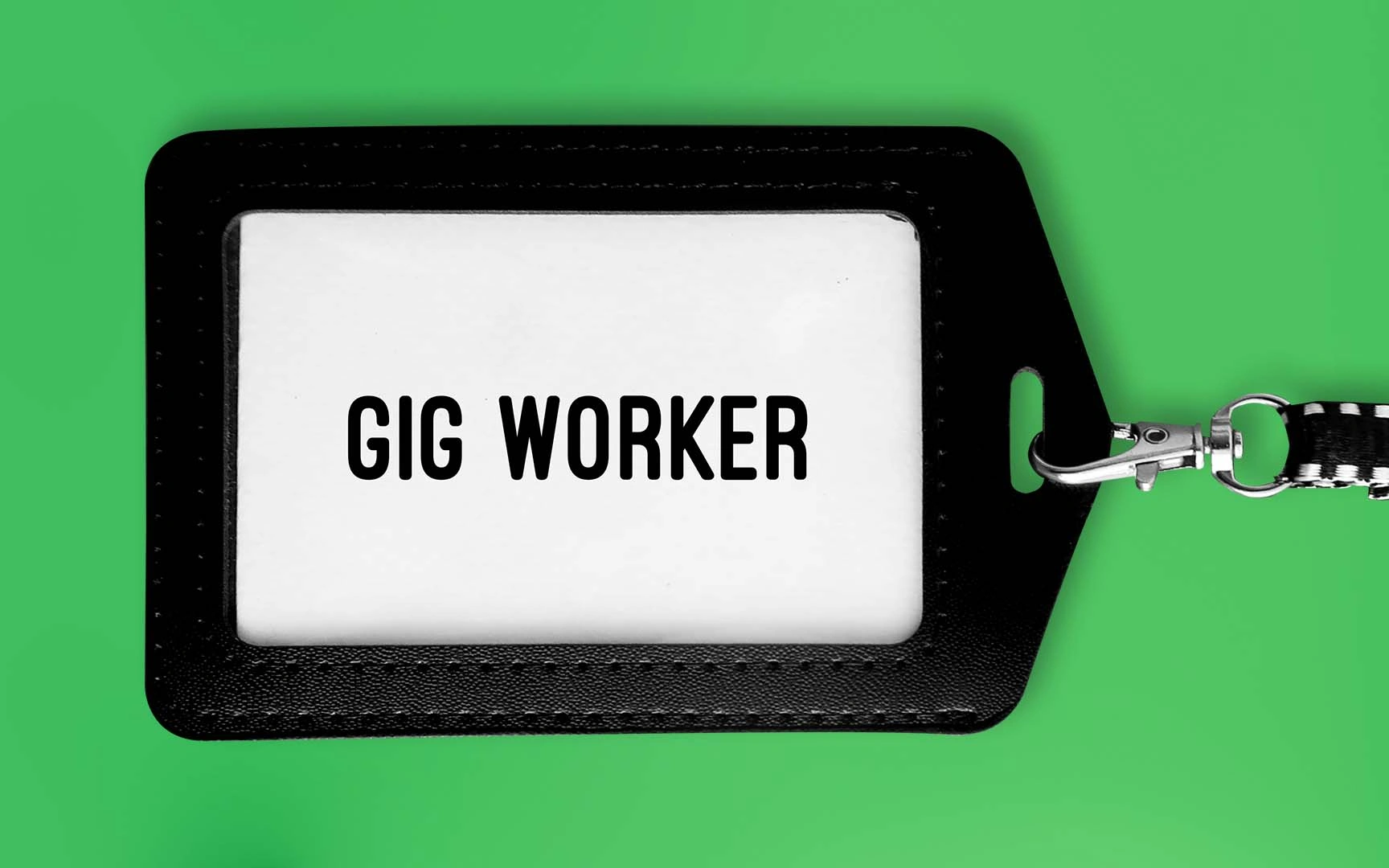 gig worker tag on chain with green background 
