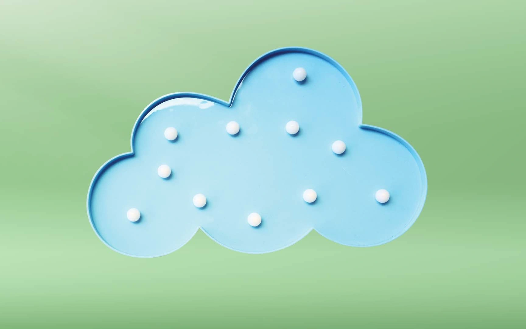 blue cloud on green background 