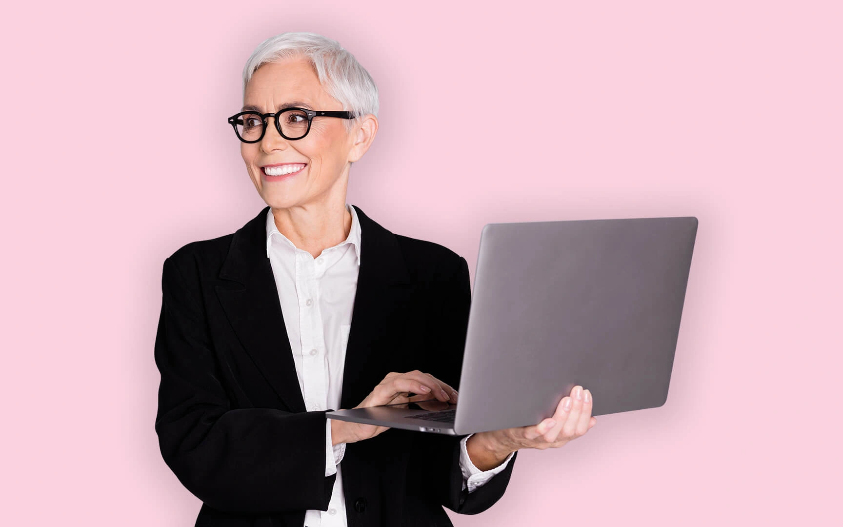 old woman with a laptop