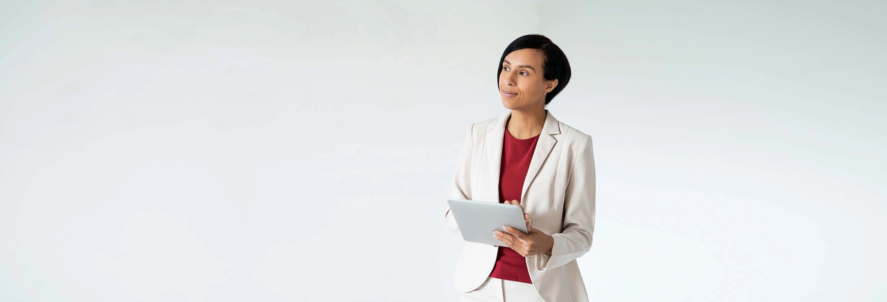 business woman holding tablet