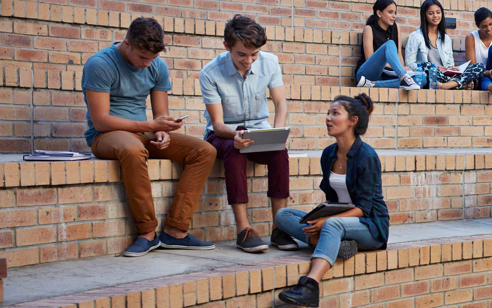 students on stairs