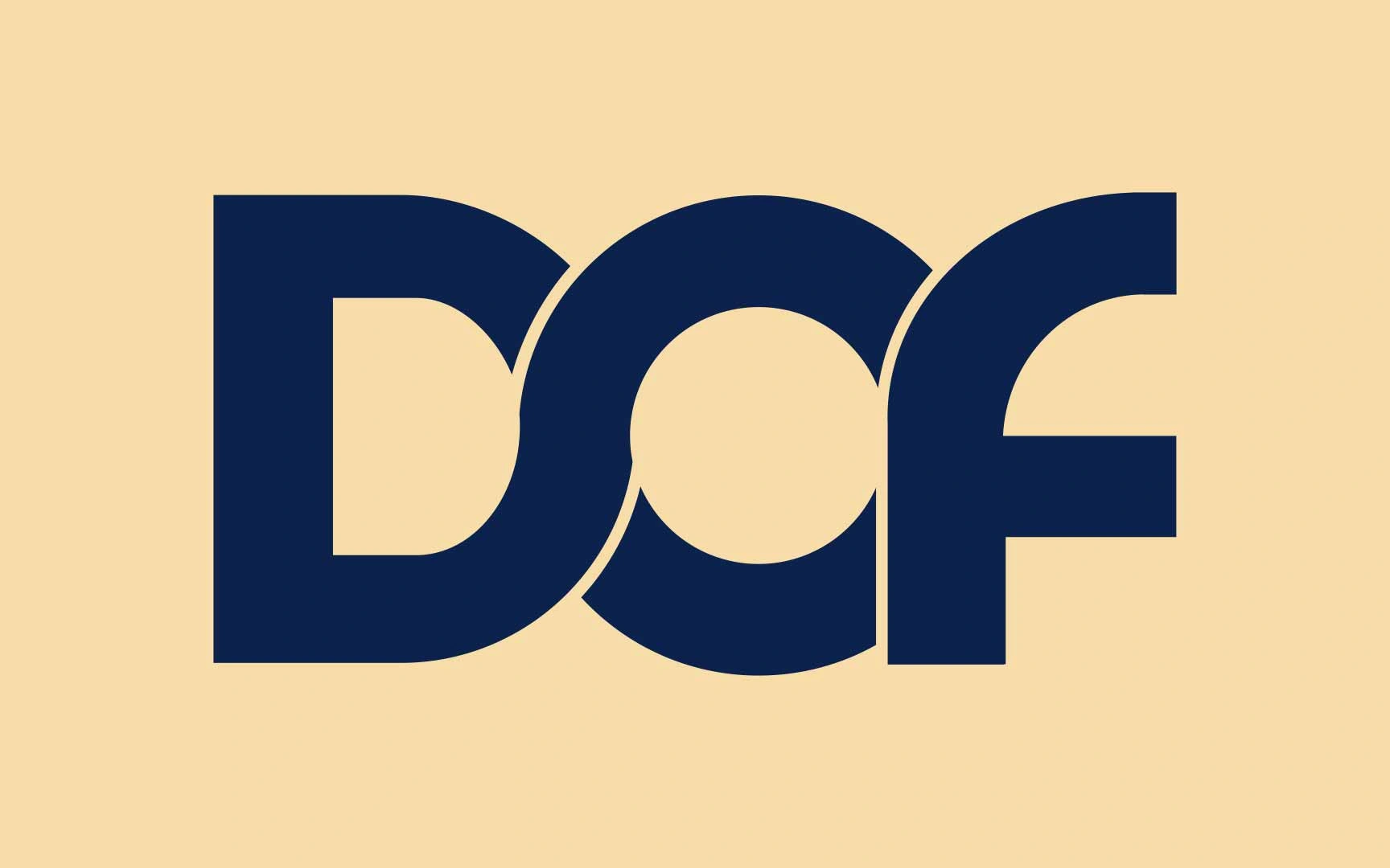DOF logo on  a pastel peach background