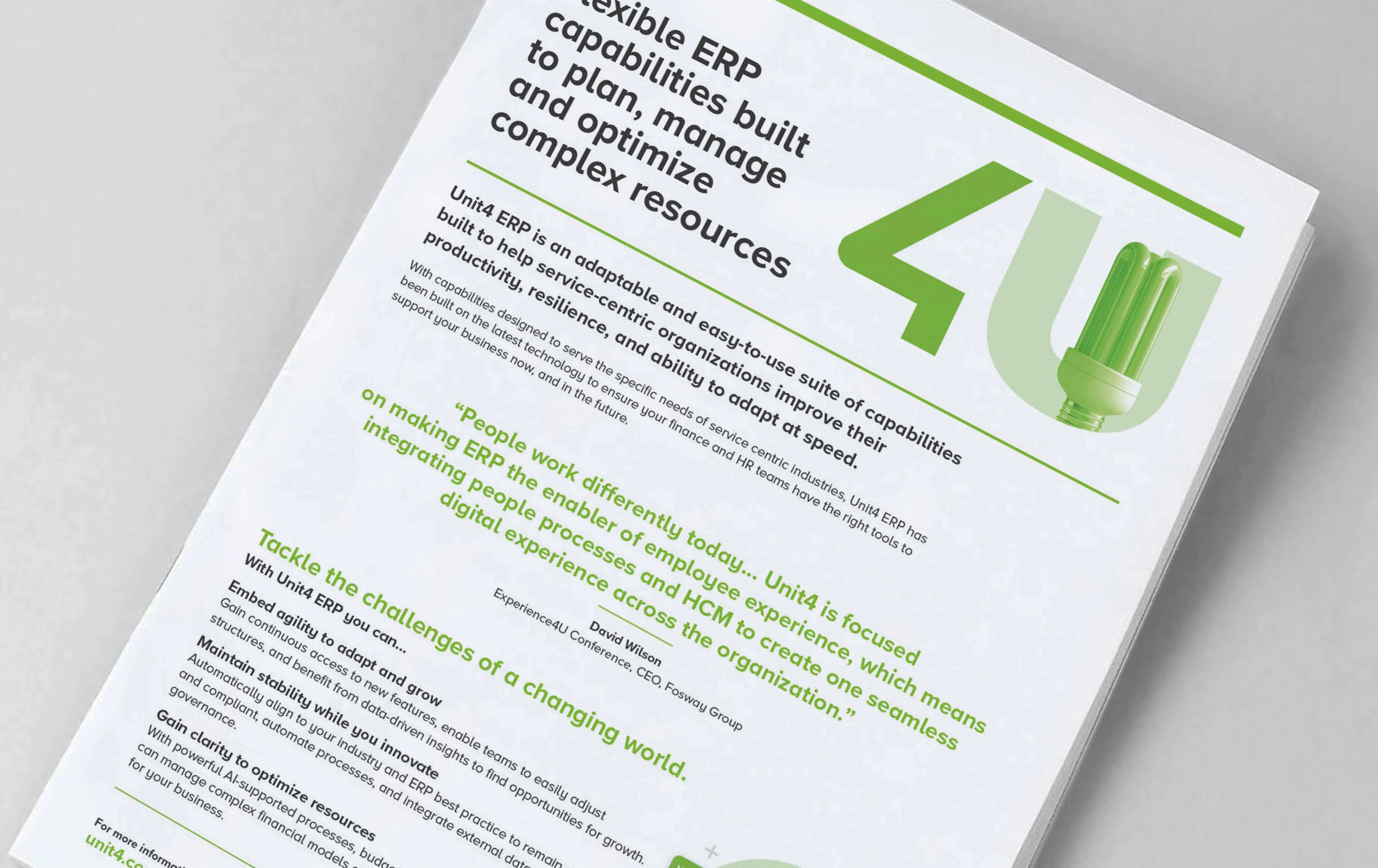 Cover image for 2-page overview of the Unit4 ERP product