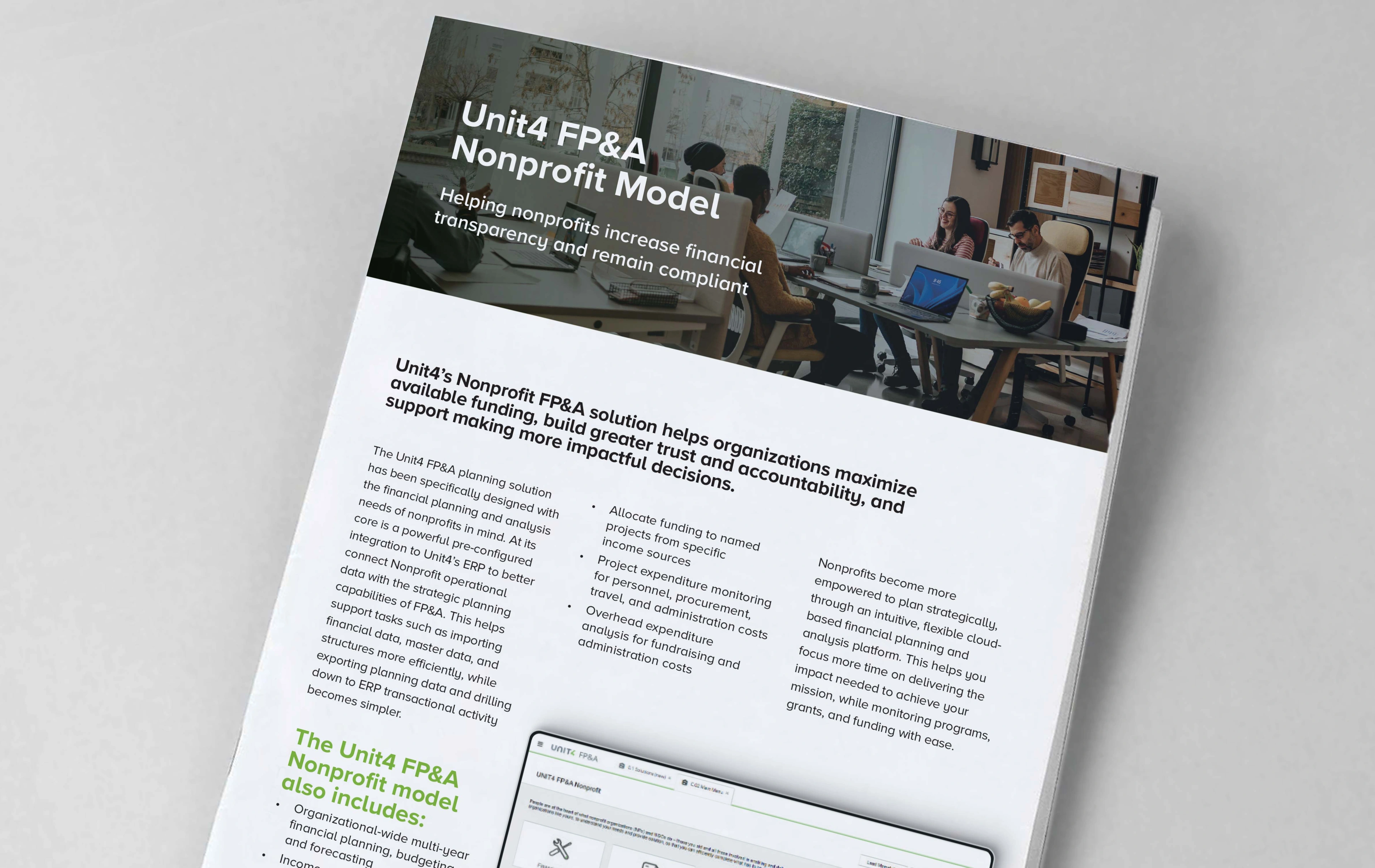 Cover image for executive brief about the Unit4 FP&A model for nonprofits