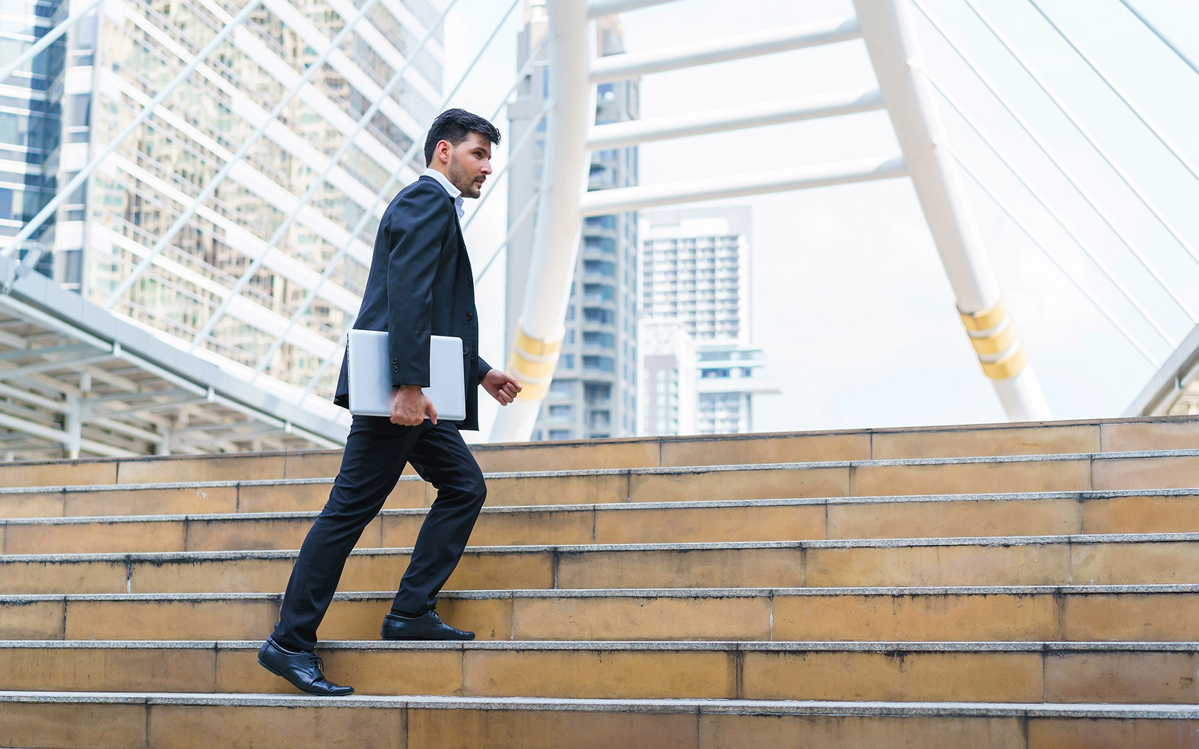 men climbing stairs