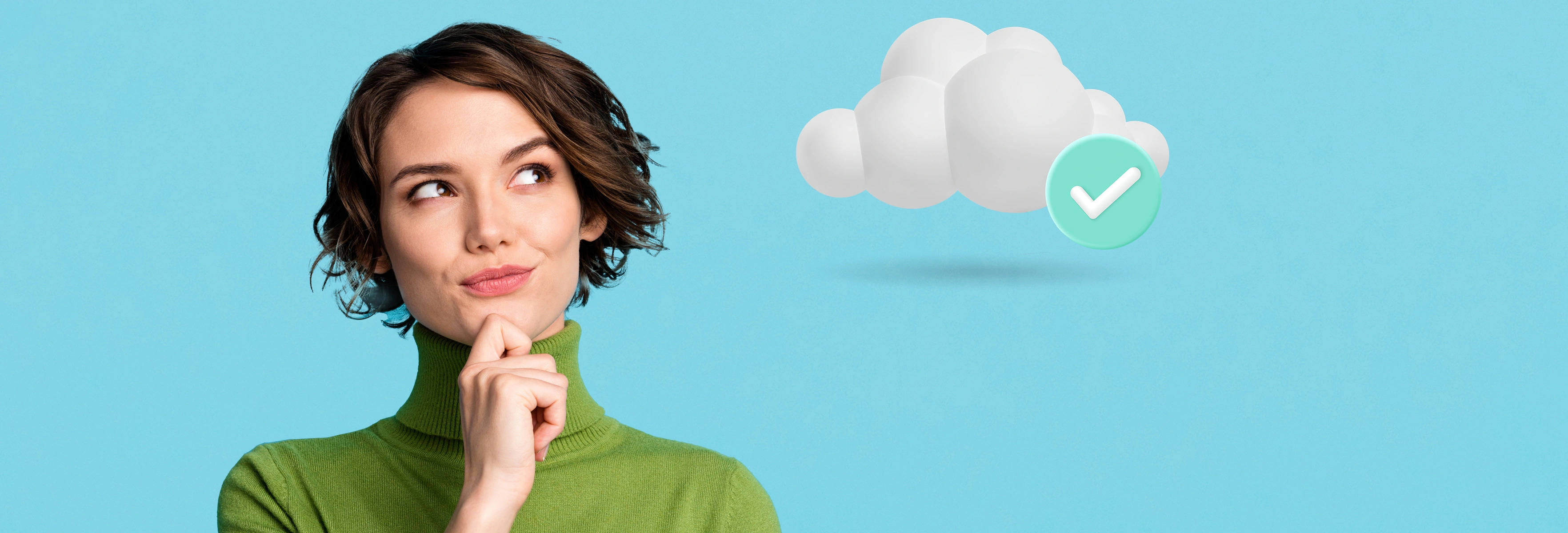 Thinking woman looking at a cloud